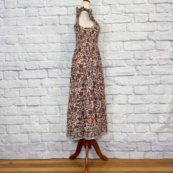 Love the Label Leaf Print Tiered Off-the-Shoulder Dress in Mabel Rust - Picture 3 of 6